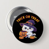 Halloween kat met Jack O' Lantaarn Pompoen Ronde Button 7,6 Cm (Voorkant /achterkant)
