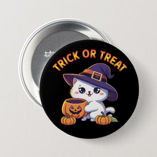 Halloween kat met Jack O' Lantaarn Pompoen Ronde Button 7,6 Cm (Voorkant /achterkant)