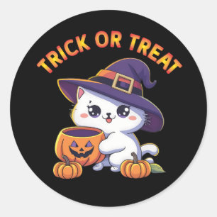 Halloween kat met Jack O' Lantaarn Pompoen Ronde Sticker