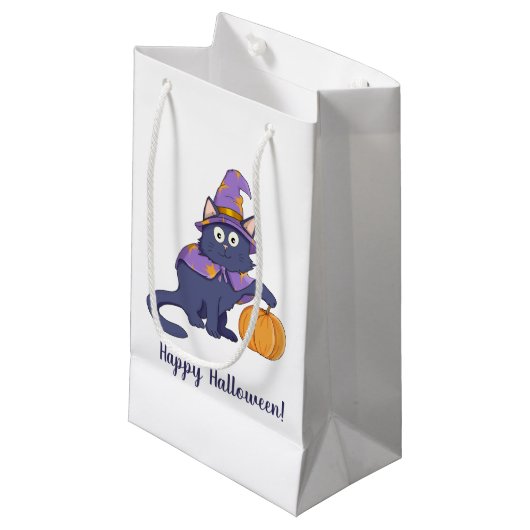 Halloween Kat met Pompoen Klein Cadeauzakje (Voorkant Gekanteld)