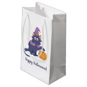 Halloween Kat met Pompoen Klein Cadeauzakje (Achterkant Gekanteld)