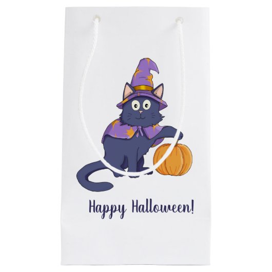 Halloween Kat met Pompoen Klein Cadeauzakje (Voorkant)