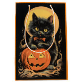  Halloween kat met pompoen Medium Cadeauzakje (Voorkant)