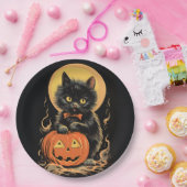 Halloween kat met pompoen Papieren Bordje (Feest)