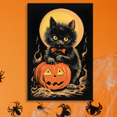 Halloween kat met pompoen Rechthoekige Sticker