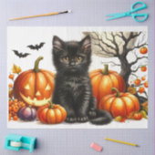 Halloween Kat met Pompoenen Decoupage Vloeipapier Tissuepapier (Craft)