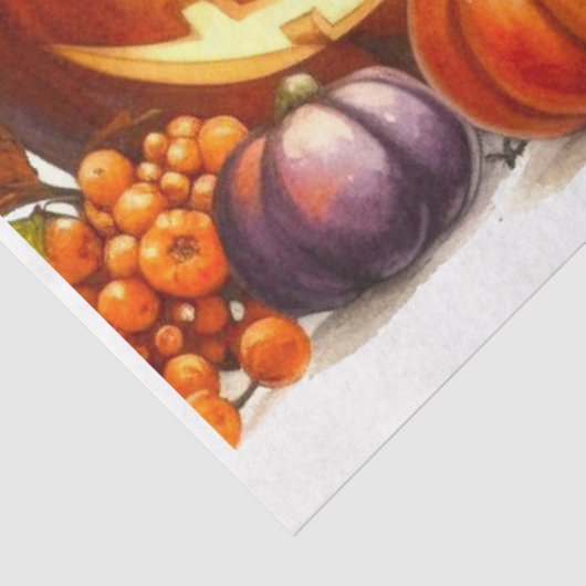 Halloween Kat met Pompoenen Decoupage Vloeipapier Tissuepapier (Detail)