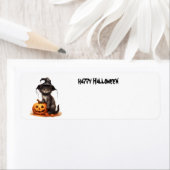 Halloween kat met pompoenen etiket (Insitu)