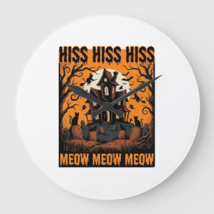 Halloween Kat Miauw Spookachtig Vintage Heksenhuis Grote Klok