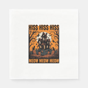 Halloween Kat Miauw Spookachtig Vintage Heksenhuis Servet