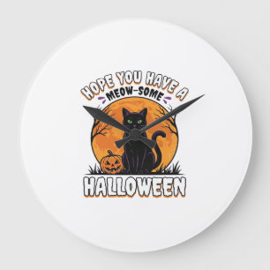 Halloween Kat Mijauw-Some Vintage Gravure Design_1 Grote Klok