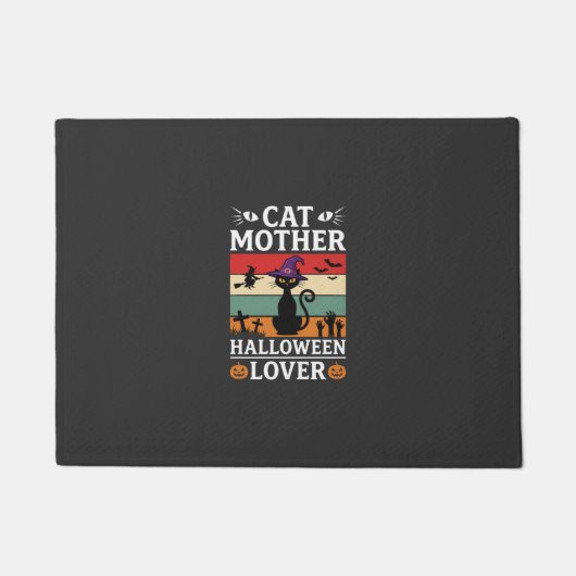Halloween Kat Moeder Liefhebber Retro Heks Design Deurmat (Voorkant)