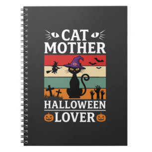 Halloween Kat Moeder Liefhebber Retro Heks Design Notitieboek