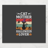 Halloween Kat Moeder Liefhebber Retro Heks Design Sparkling Wijnetiket (Enkel label)