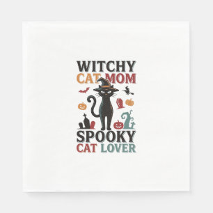 Halloween Kat Moeder Vintage Hekserige Kat Liefheb Servet
