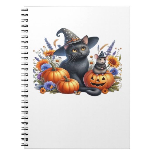Halloween Kat Muis Pompoenen T-shirt Essential T-S Notitieboek (Voorkant)