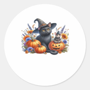 Halloween Kat Muis Pompoenen T-shirt Essential T-S Ronde Sticker