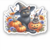 Halloween Kat Muis Pompoenen T-shirt Essential T-S Sticker (Voorkant)