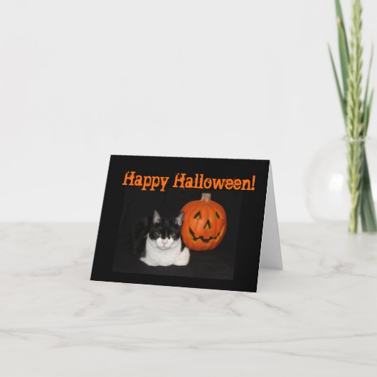 Halloween Kat Note Card Kaart (Voorkant)
