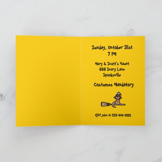 Halloween Kat op Broomstick (Binnen)