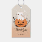 Halloween Kat Op Pompoen Cute Baby Shower Cadeaulabel (Voorkant)