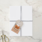 Halloween Kat Op Pompoen Cute Baby Shower Cadeaulabel (Met Touw)