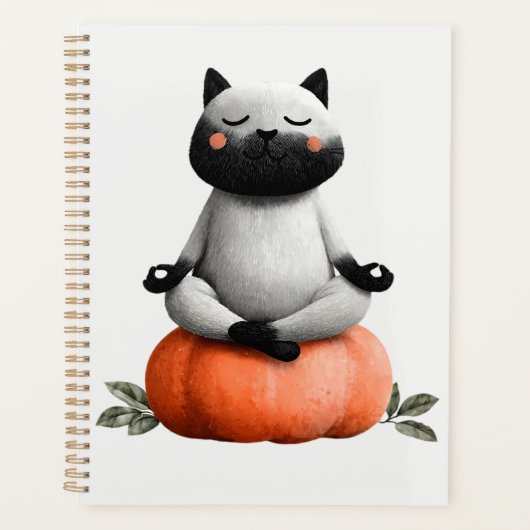 Halloween kat op pompoen ontwerp planner (Voorkant)