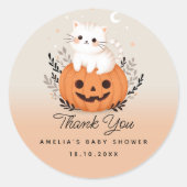 Halloween kat op pompoen Schattige Baby shower Ronde Sticker (Voorkant)