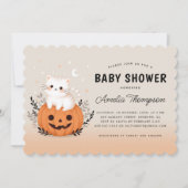 Halloween kat op pompoen Sinaasappel Baby shower Kaart (Voorkant)