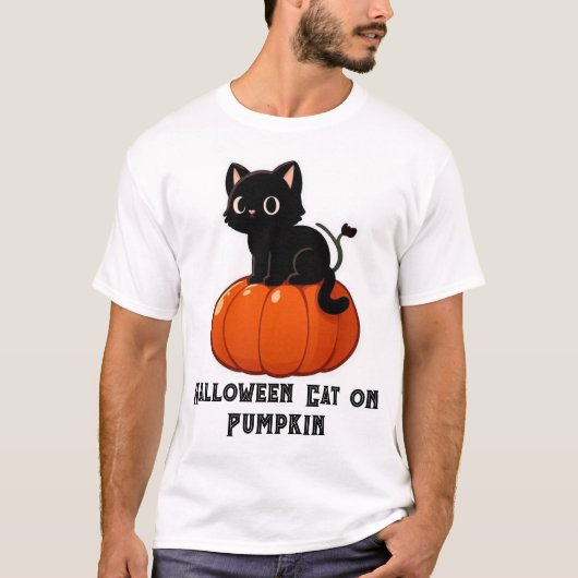 Halloween kat op pompoen t-shirt (Voorkant)