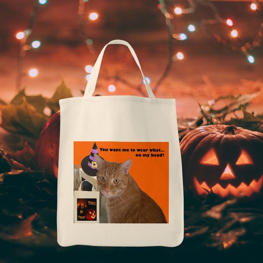 Halloween Kat oranje kat grappig citaat treaters Tote Bag