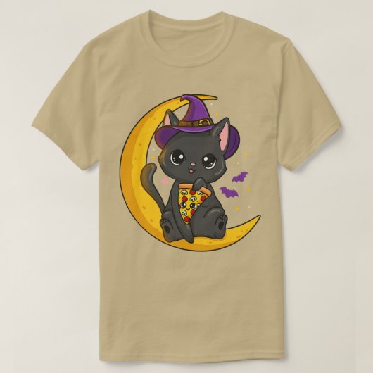 Halloween Kat Pizza T-shirt (Design voorkant)