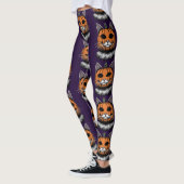 Halloween kat, pompoen gezicht leggings (Links)
