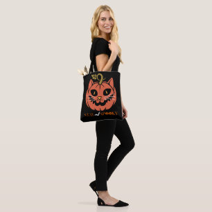 Halloween kat pompoen gezicht, pompoen gezicht Hal Tote Bag