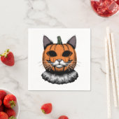 Halloween kat, pompoen gezicht servet (Insitu)