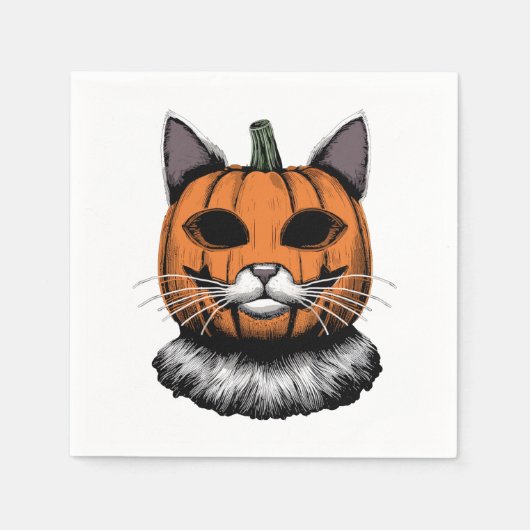 Halloween kat, pompoen gezicht servet (Voorkant)