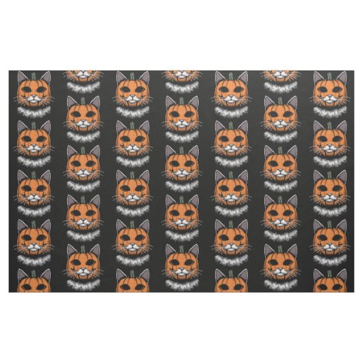 Halloween kat, pompoen gezicht stof (Fat Quarter)