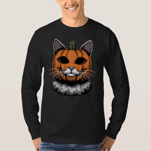 Halloween kat, pompoen gezicht t-shirt (Voorkant)