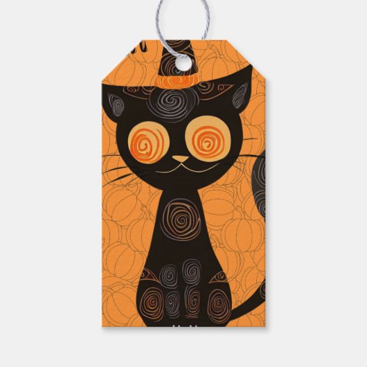 Halloween/kat/pompoen/herfst Cadeaulabel (Voorkant)