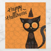 Halloween/kat/pompoen/herfst Wijn Etiket (Enkel label)