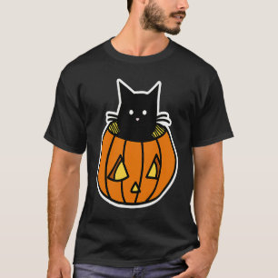 Halloween Kat Pompoen Kitten Schattig Eng Katje T-shirt