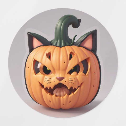 Halloween Kat-pompoen Labels (Design 1)