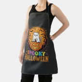 Halloween Kat Pompoen Maan Vintage Ontwerp Schort (Insitu)