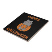 Halloween kat pompoen tegeltje (Zijkant)