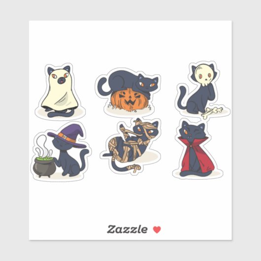 HALLOWEEN KAT POSEERT VECTOR SET STICKER (Vel)