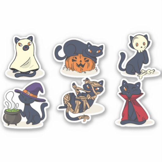 HALLOWEEN KAT POSEERT VECTOR SET STICKER (Voorkant)