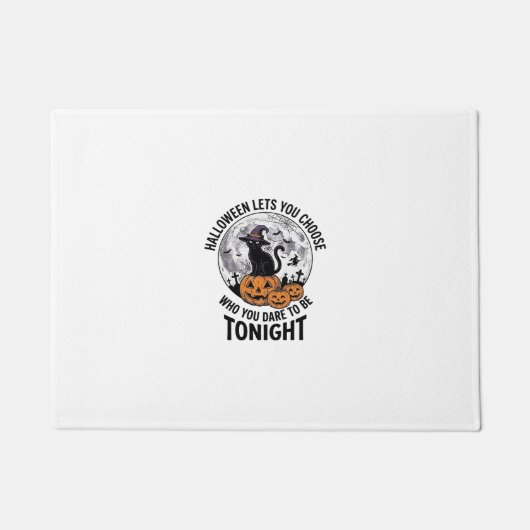 Halloween Kat Quote Griezelen Pompoen Heks Gravure Deurmat (Voorkant)