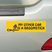 Halloween Kat Riding Broomstick Bumpersticker (Op auto)