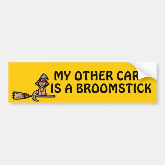 Halloween Kat Riding Broomstick Bumpersticker (Voorkant)