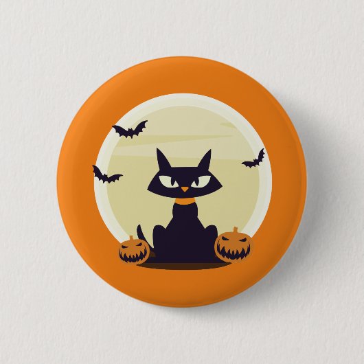 Halloween Kat Ronde Button 5,7 Cm (Voorkant)